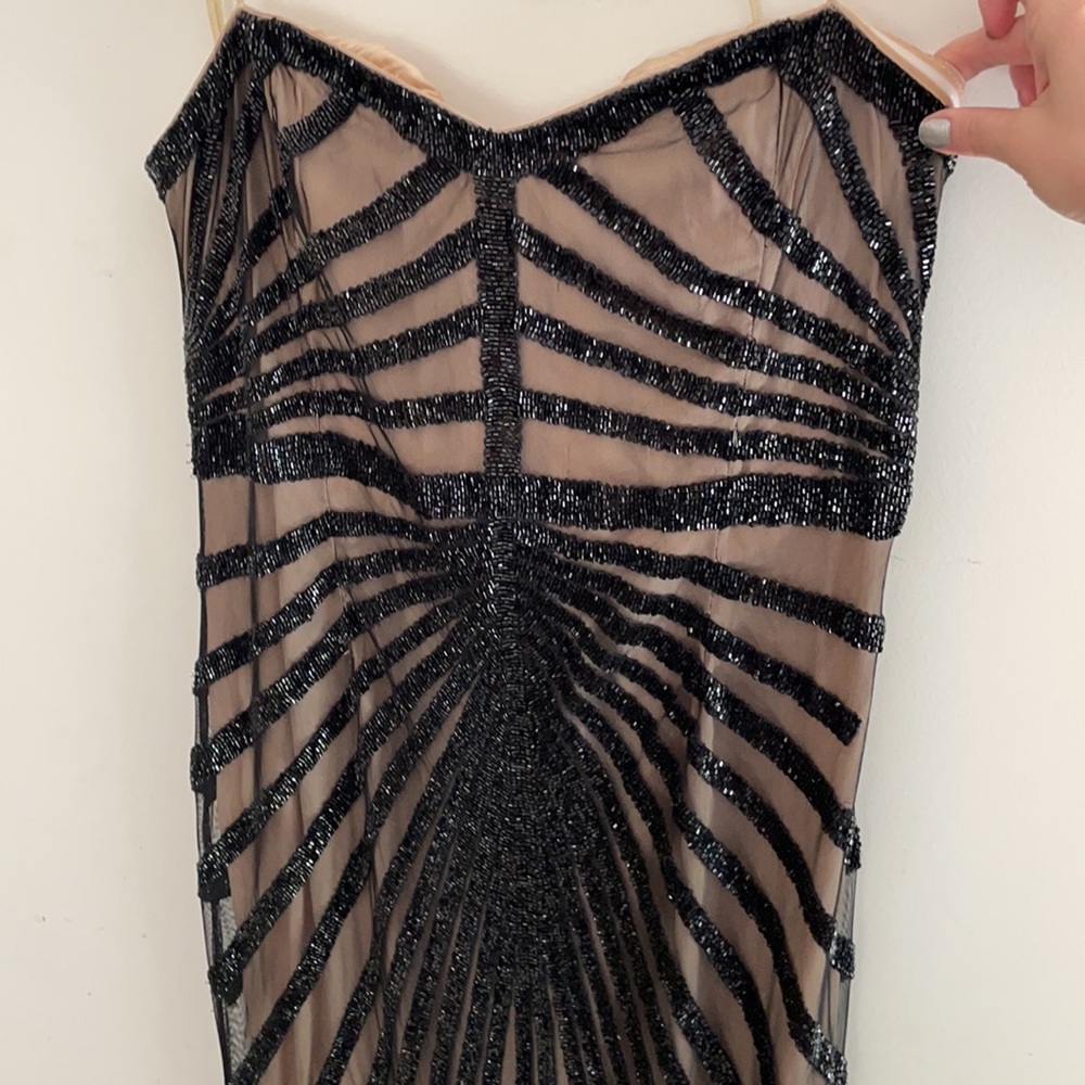 Rachel Gilbert black and white beaded gown size 6 - Picture 5 of 9